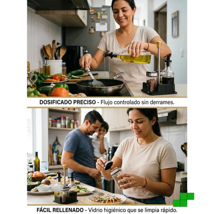Condimentero 5 pcs vidrio+Base®