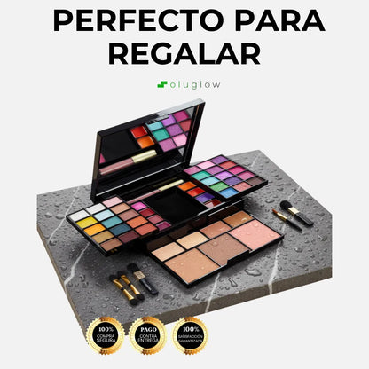 Cofre Mágico Soluglow® - Rubor, Sombras, Labial, Espejo y Brochas Gratis — Set Desplegable Todo en Uno