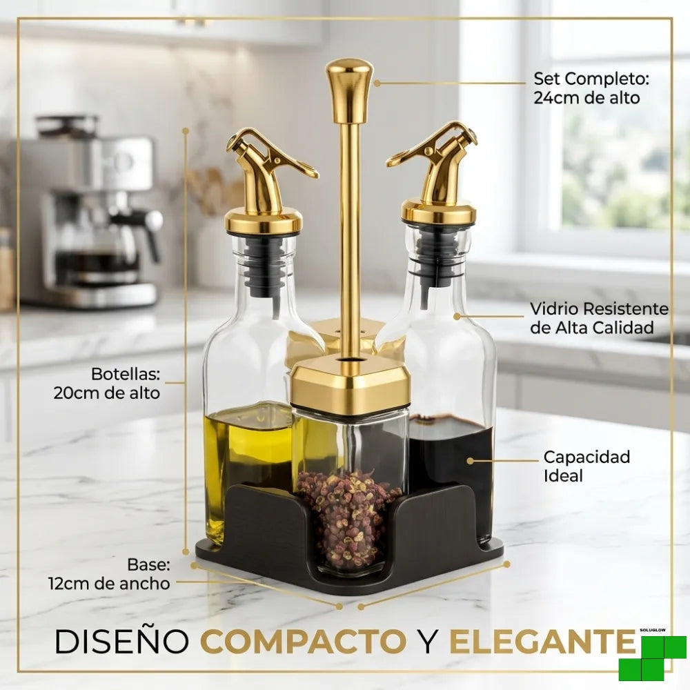 Condimentero 5 pcs vidrio+Base®