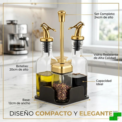 Condimentero 5 pcs vidrio+Base®