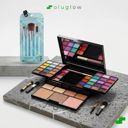 Cofre Mágico Soluglow® - Rubor, Sombras, Labial, Espejo y Brochas Gratis — Set Desplegable Todo en Uno