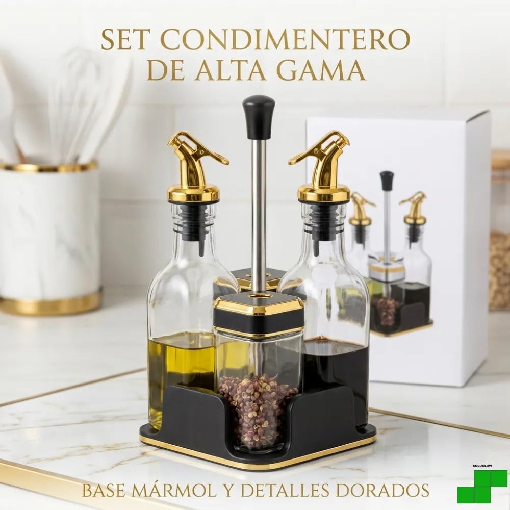 Condimentero 5 pcs vidrio+Base®