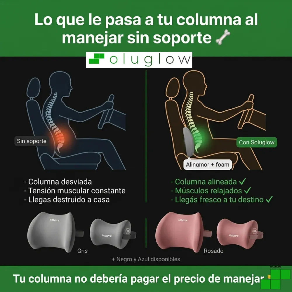 Cojin Lumbar ®  Soluglow — Maneja horas, llega sin dolor