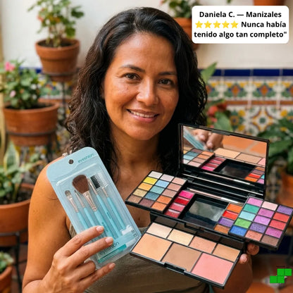 Cofre Mágico Soluglow® - Rubor, Sombras, Labial, Espejo y Brochas Gratis — Set Desplegable Todo en Uno